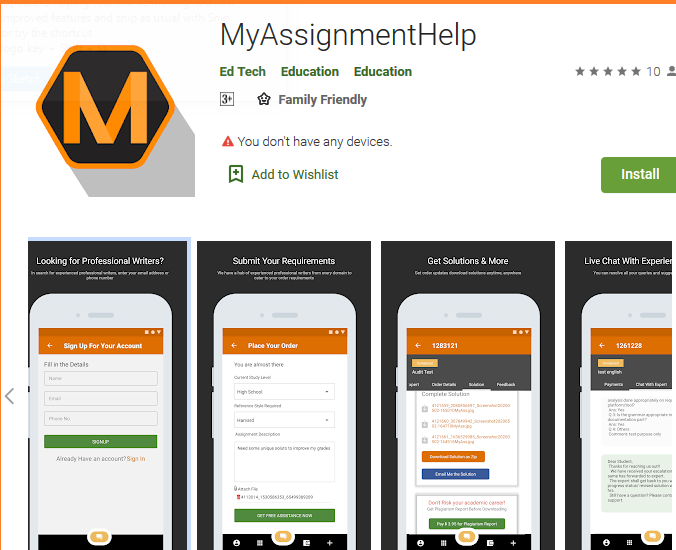 MyAssignmenthelp app