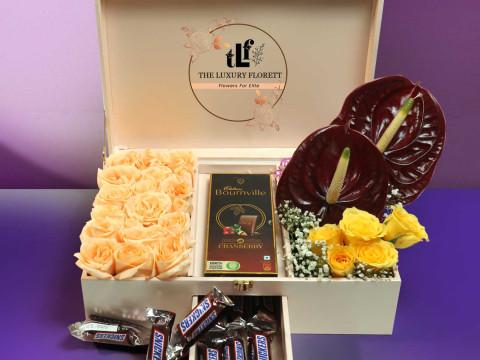 flower bouquet with chocolate