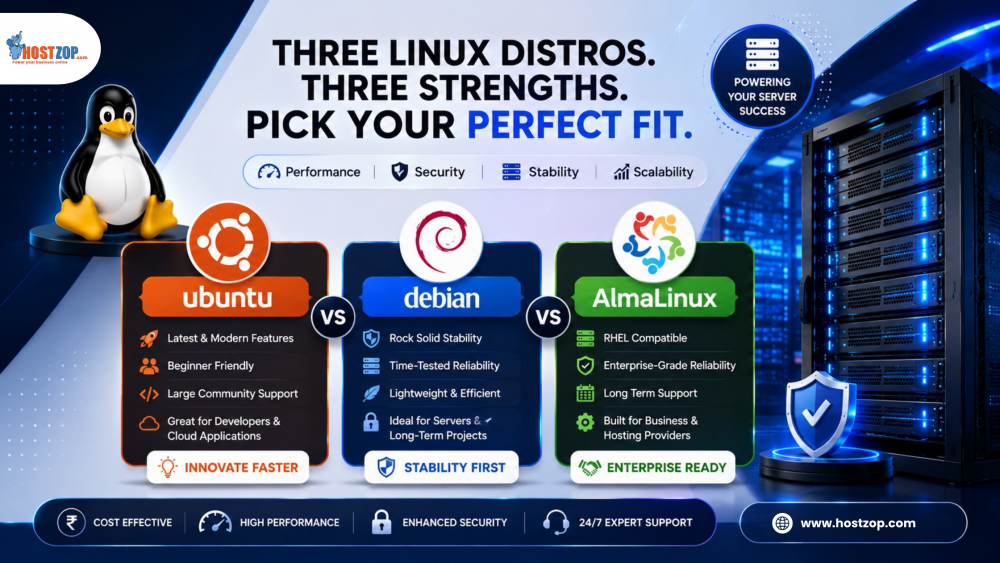 Let’s Compare And Contrast Ubuntu Vs Debian Vs AlmaLinux Dedicated Server For 2026.