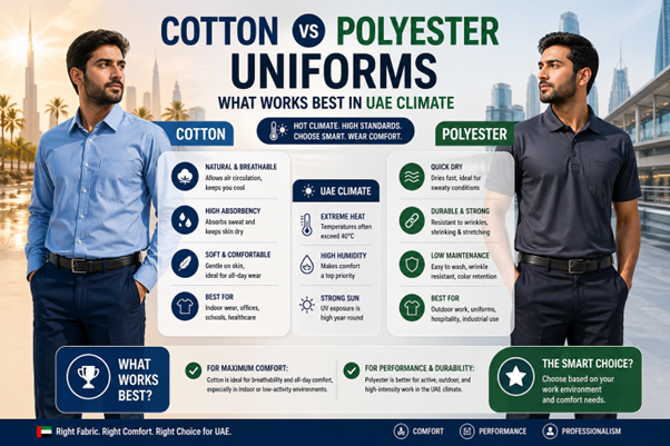 Cotton vs Polyester Uniforms: What Works Best in UAE Climate